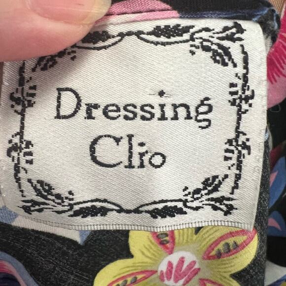 Dressing Clio SZ L Vintage 90s Sleeveless Pleated Dark Floral Rayon Maxi Dress - Picture 7 of 9